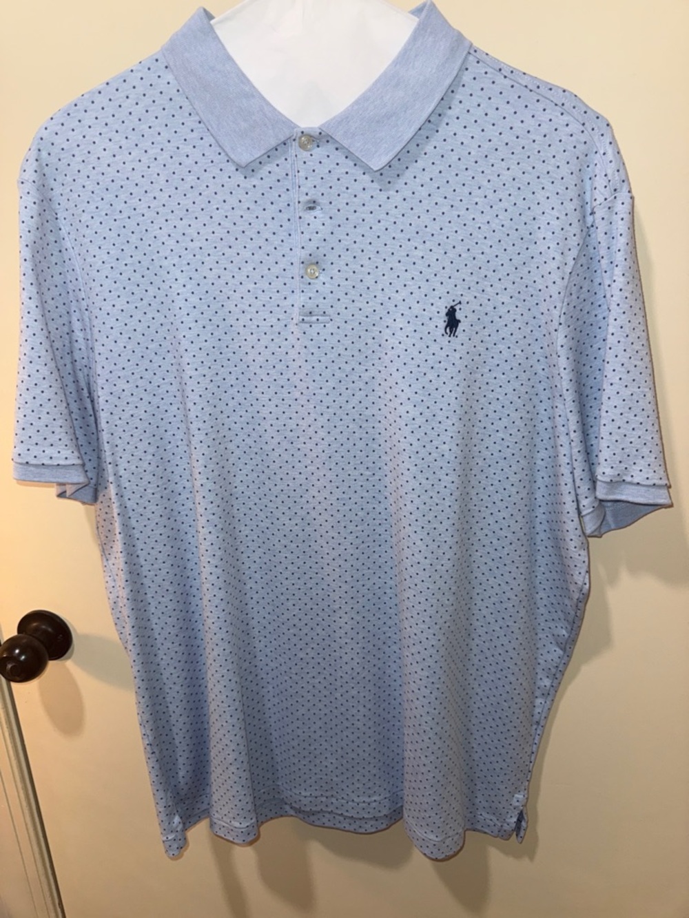 LNWOT Polo by Ralph Lauren Pale Blue Microdot Polo with Navy Pony SIZE XL